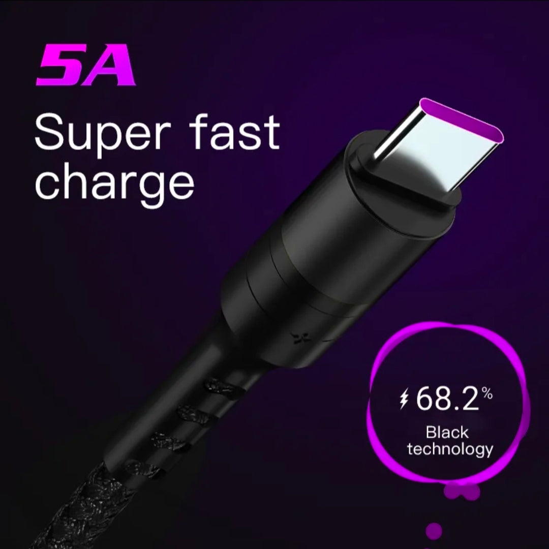 5A USB-A to USB-C Braided Fast Charge Cable